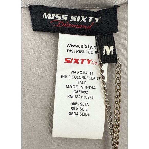 Miss Sixty Diamond Silk Hatty Dress Silver Rhinestones Dead Stock Vintage Rare - Picture 7 of 13